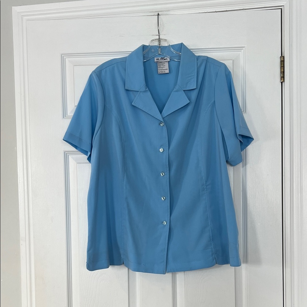 Mr.Max  Short-Sleeve Button Front Blouse